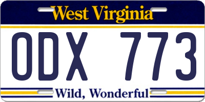 WV license plate ODX773
