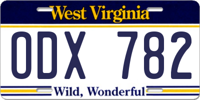 WV license plate ODX782