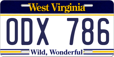 WV license plate ODX786
