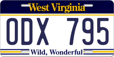 WV license plate ODX795