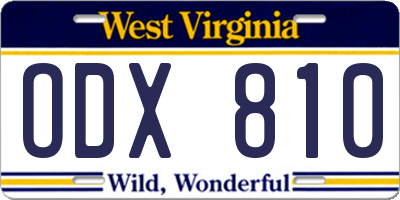 WV license plate ODX810