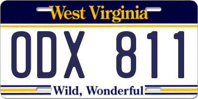 WV license plate ODX811