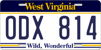 WV license plate ODX814