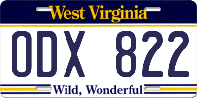 WV license plate ODX822