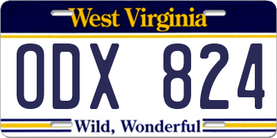 WV license plate ODX824