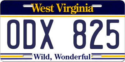 WV license plate ODX825