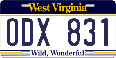 WV license plate ODX831
