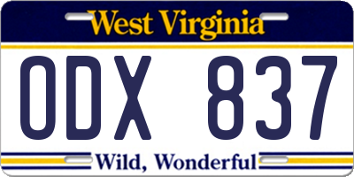 WV license plate ODX837