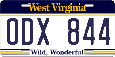 WV license plate ODX844