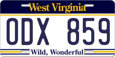 WV license plate ODX859
