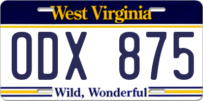 WV license plate ODX875