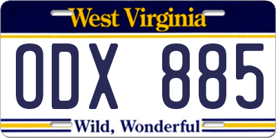 WV license plate ODX885