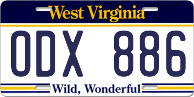 WV license plate ODX886
