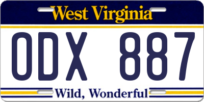 WV license plate ODX887