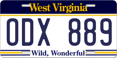 WV license plate ODX889