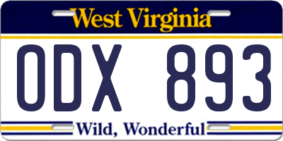 WV license plate ODX893