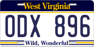 WV license plate ODX896