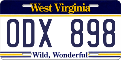 WV license plate ODX898