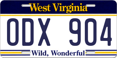 WV license plate ODX904