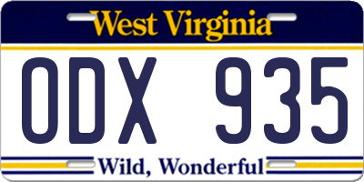 WV license plate ODX935