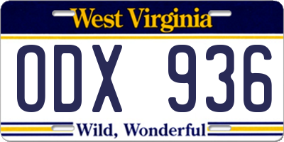 WV license plate ODX936