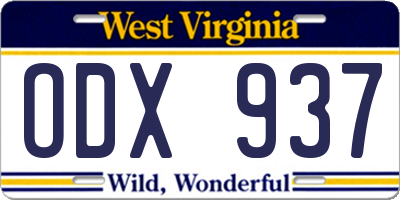 WV license plate ODX937