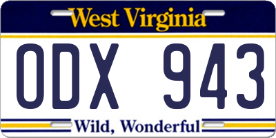 WV license plate ODX943