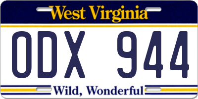 WV license plate ODX944