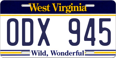 WV license plate ODX945