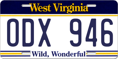 WV license plate ODX946