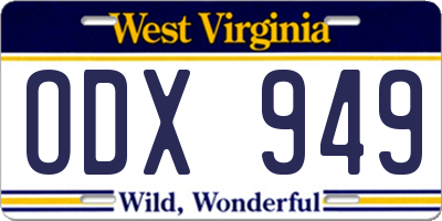WV license plate ODX949