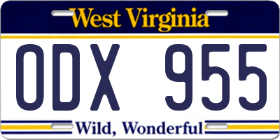 WV license plate ODX955