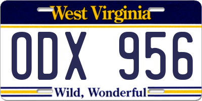 WV license plate ODX956