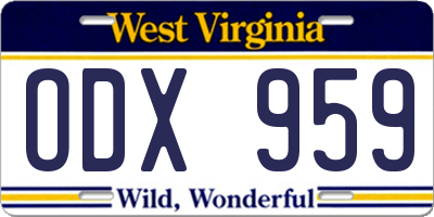 WV license plate ODX959