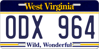 WV license plate ODX964