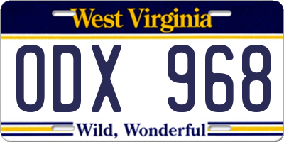 WV license plate ODX968