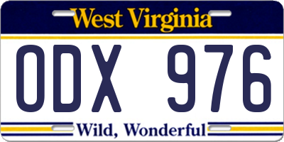 WV license plate ODX976
