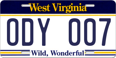 WV license plate ODY007