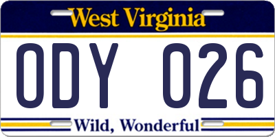 WV license plate ODY026