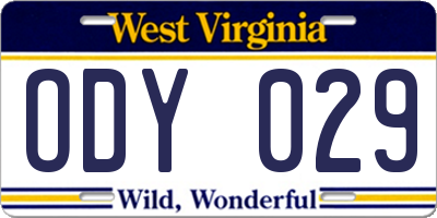 WV license plate ODY029