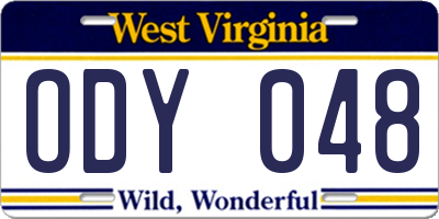 WV license plate ODY048