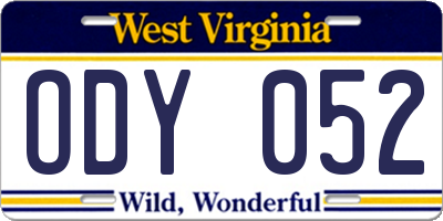 WV license plate ODY052