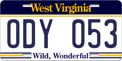 WV license plate ODY053