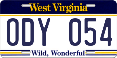 WV license plate ODY054