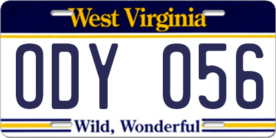 WV license plate ODY056