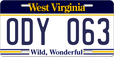 WV license plate ODY063