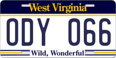 WV license plate ODY066