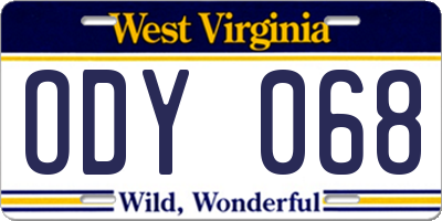WV license plate ODY068