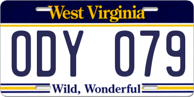 WV license plate ODY079