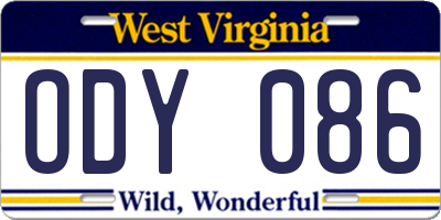 WV license plate ODY086